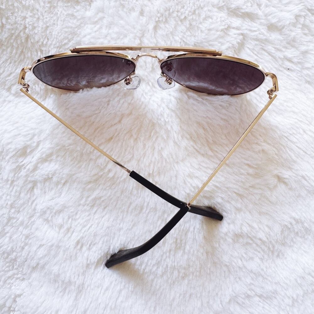 Donna Black W/ Gold Rim Aviator Sunglasses - Picture 9 of 11
